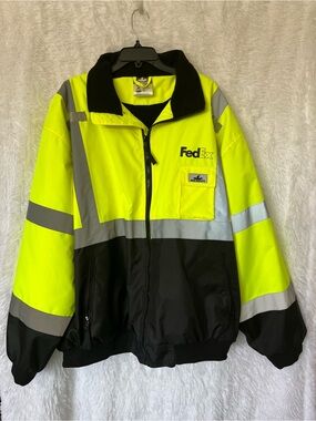 FedEx High-Visibility Yellow & Black Safety Jacket
